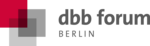 Logo des dbb forums Berlin mit roten und grauen Quadraten